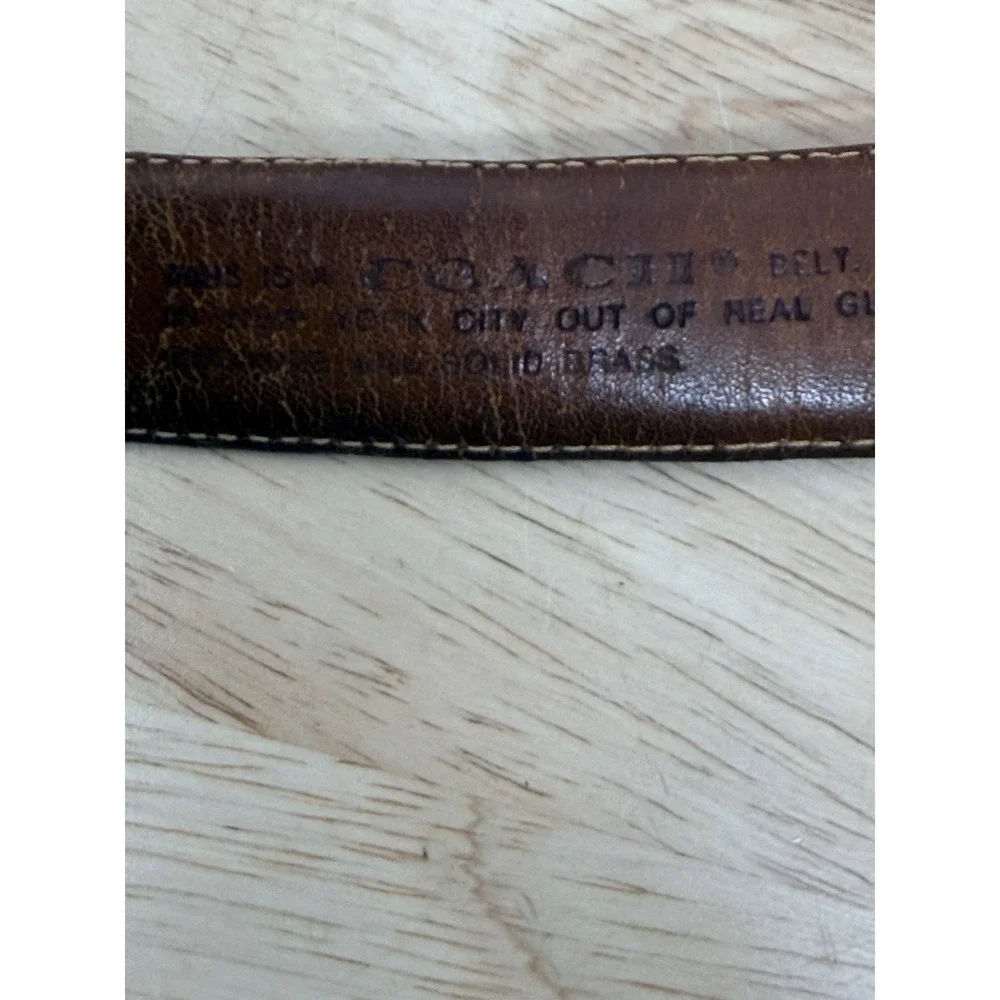 Vintage Coach British Tan Leather Belt with Brass Buckle Size 42 #25